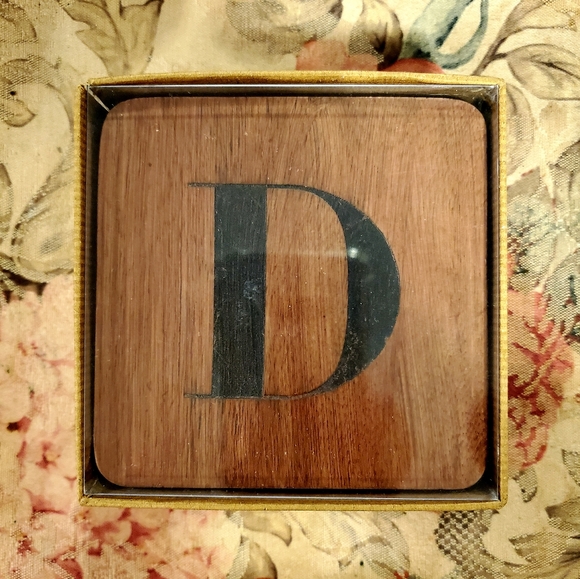 Pottery Barn Wood Coasters (4 set) letter D - Picture 2 of 3